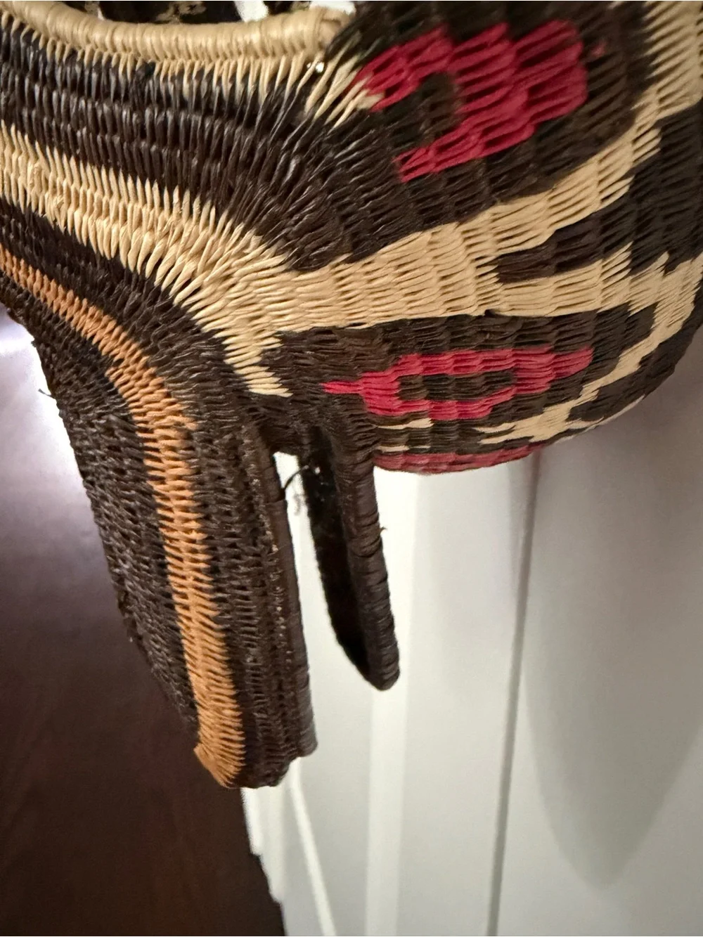 Embera Wounaan Handwoven Palm Fiber Animal Mask Panama Folk Art 10” vintage 80s